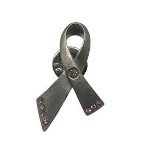 Avon Pink Ribbon Breast Cancer Awareness Brooch Metal Pink Rhinestones Pinback